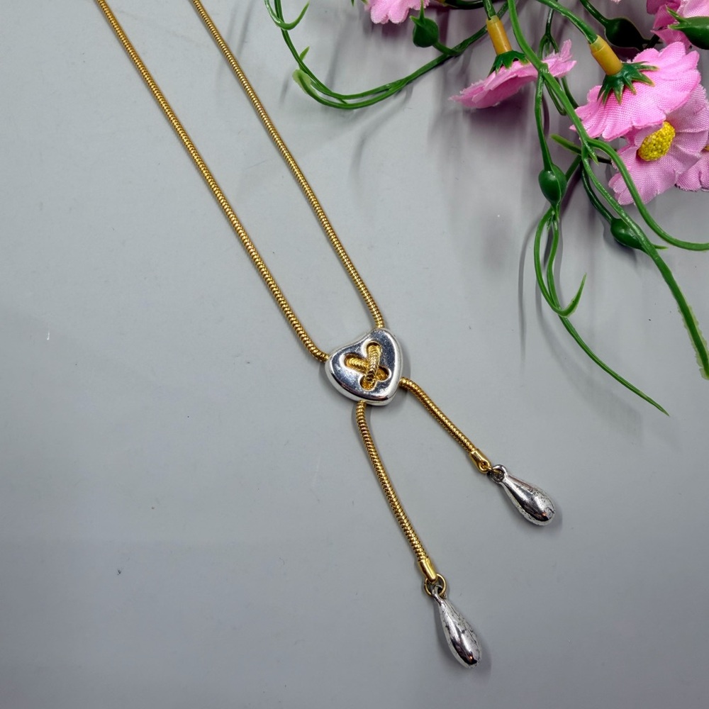 Jones New York Gold and Silver Plated Heart Design Pendant Necklace